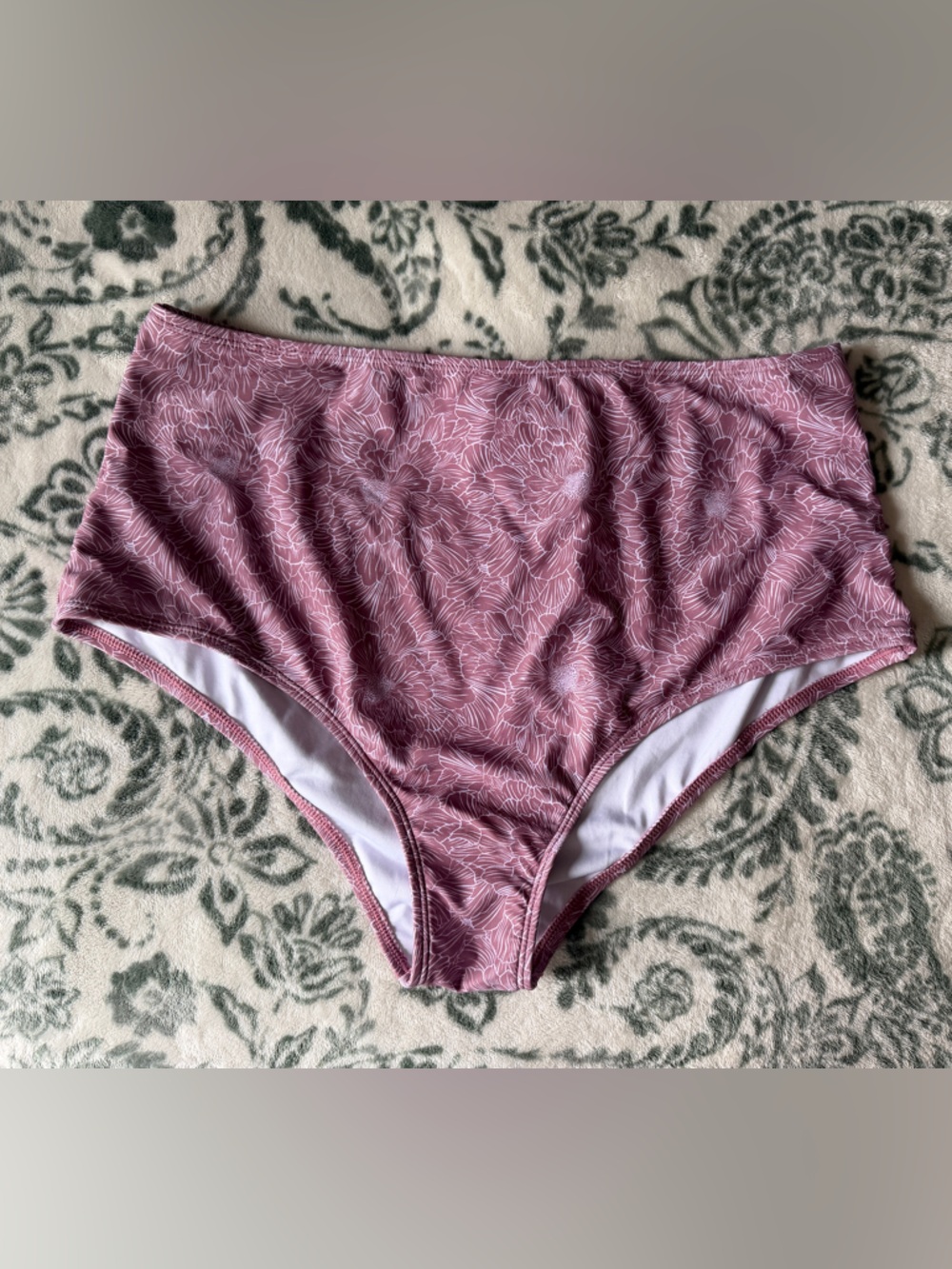Geode Swimwear High Waist Mauve Floral Bikini Bottoms
